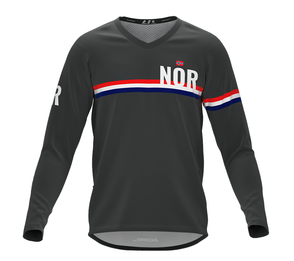 MTB BMX Cycling Jersey Long Sleeve Code Norway Gray for Men and Women