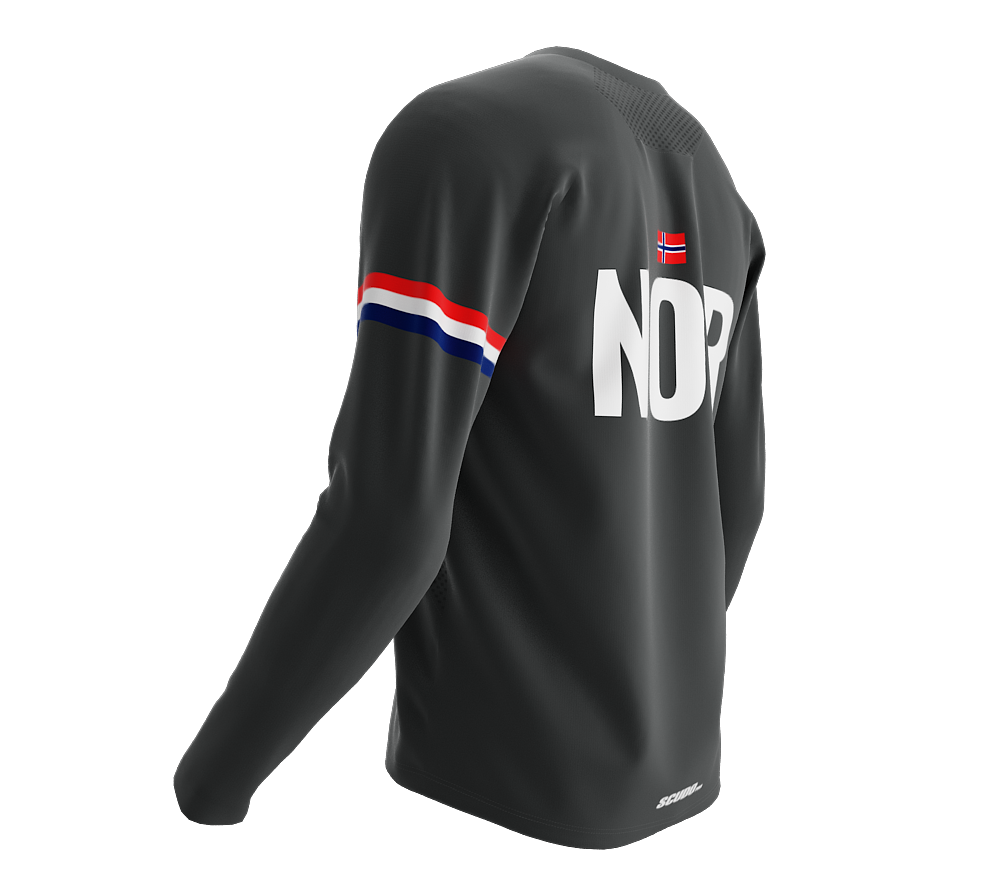 MTB BMX Cycling Jersey Long Sleeve Code Norway Gray for Men and Women