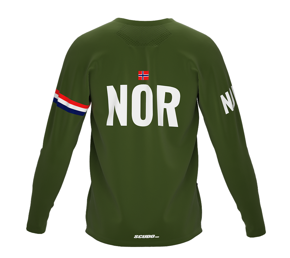 MTB BMX Cycling Jersey Long Sleeve Code Norway Green for Men and Women