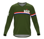 MTB BMX Cycling Jersey Long Sleeve Code Norway Green for Men and Women