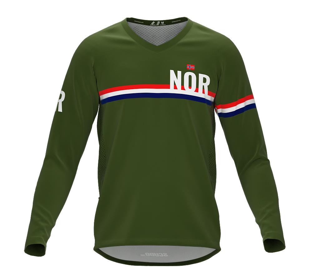 MTB BMX Cycling Jersey Long Sleeve Code Norway Green for Men and Women