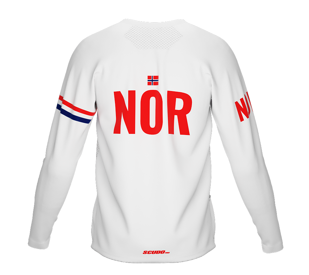 MTB BMX Cycling Jersey Long Sleeve Code Norway White for Men and Women