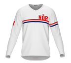 MTB BMX Cycling Jersey Long Sleeve Code Norway White for Men and Women