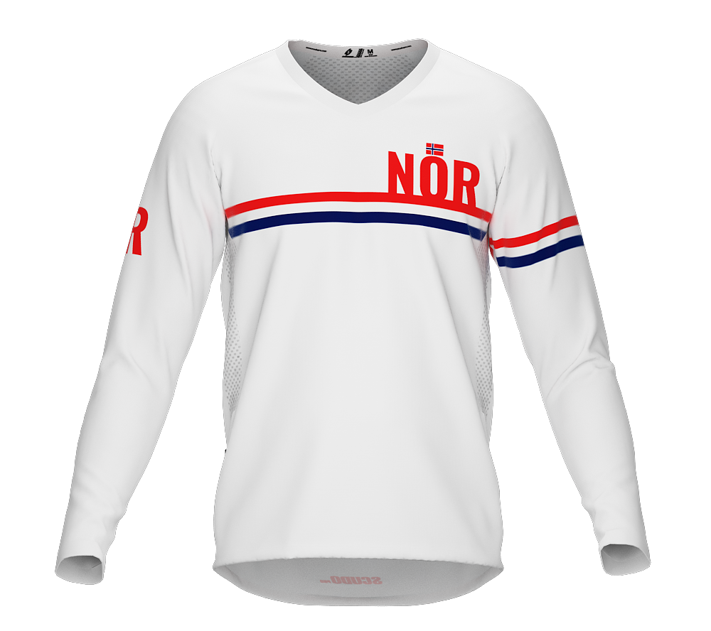 MTB BMX Cycling Jersey Long Sleeve Code Norway White for Men and Women