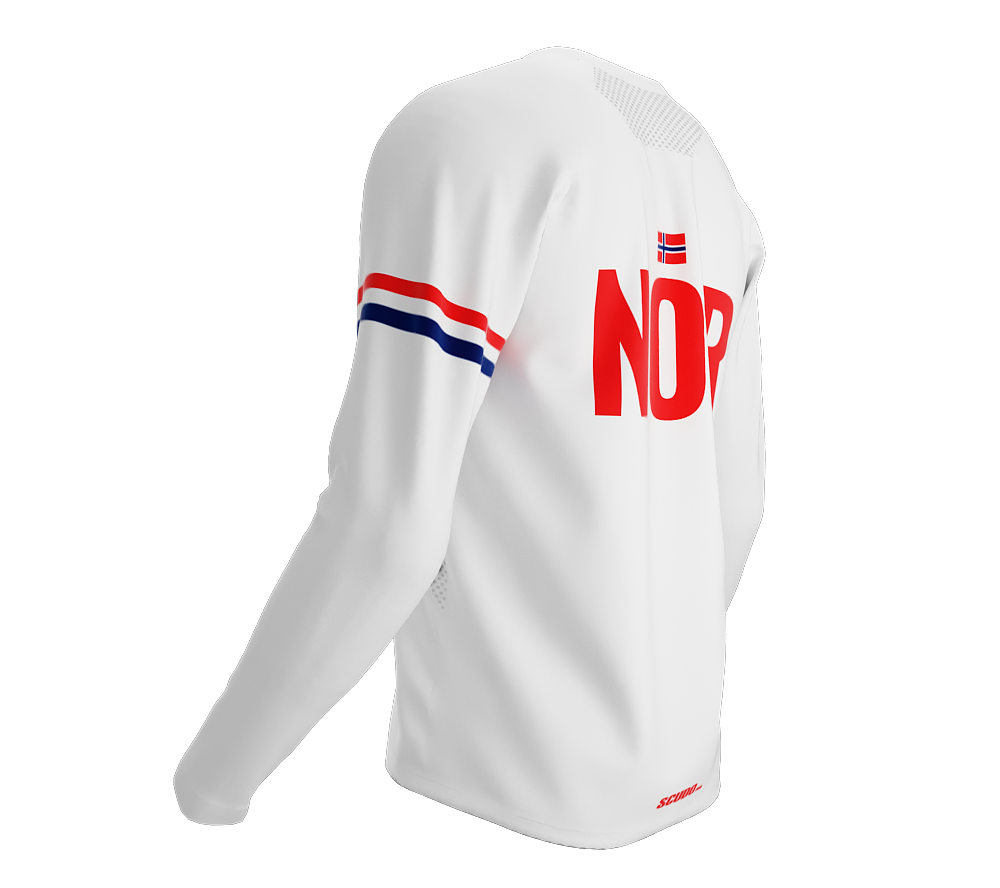 MTB BMX Cycling Jersey Long Sleeve Code Norway White for Men and Women