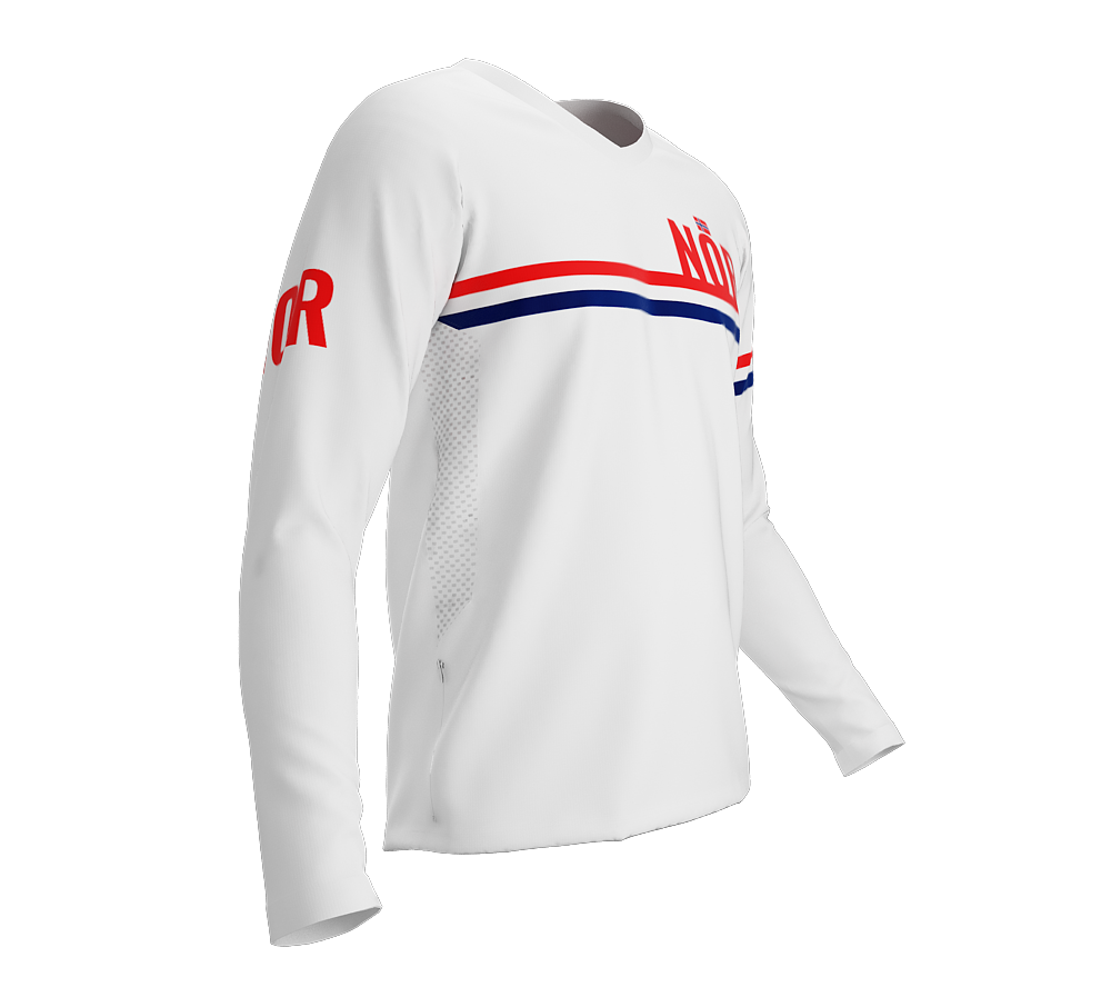 MTB BMX Cycling Jersey Long Sleeve Code Norway White for Men and Women