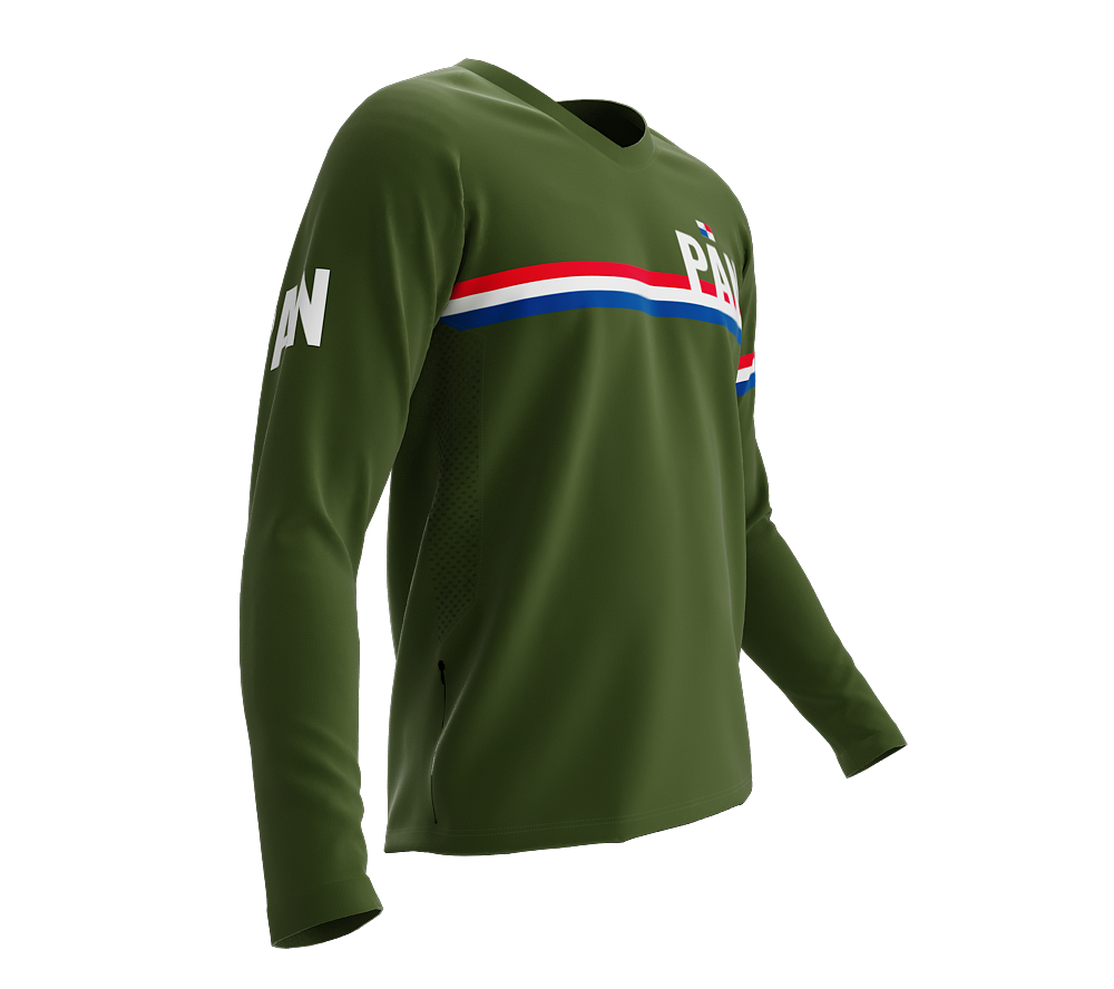 MTB BMX Cycling Jersey Long Sleeve Code Panama Green for Men and Women