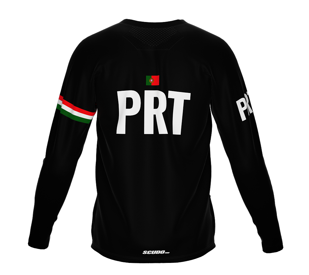 MTB BMX Cycling Jersey Long Sleeve Code Portugal Black for Men and Women