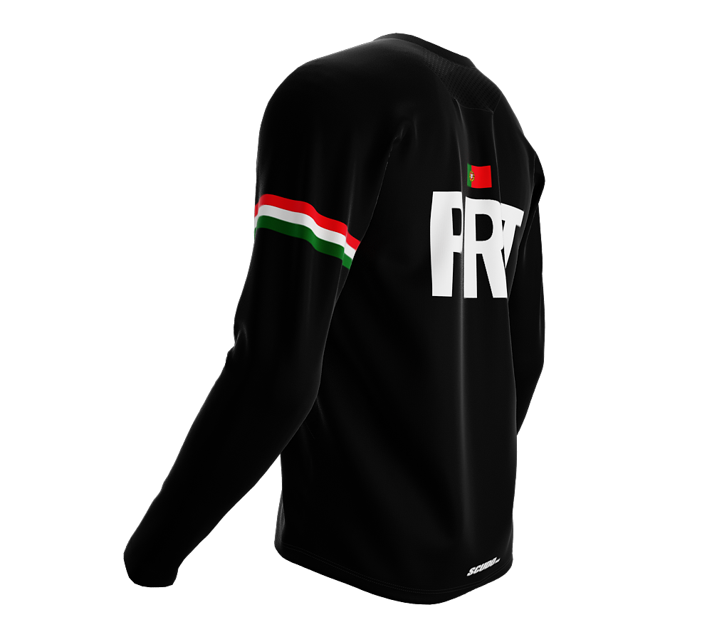 MTB BMX Cycling Jersey Long Sleeve Code Portugal Black for Men and Women