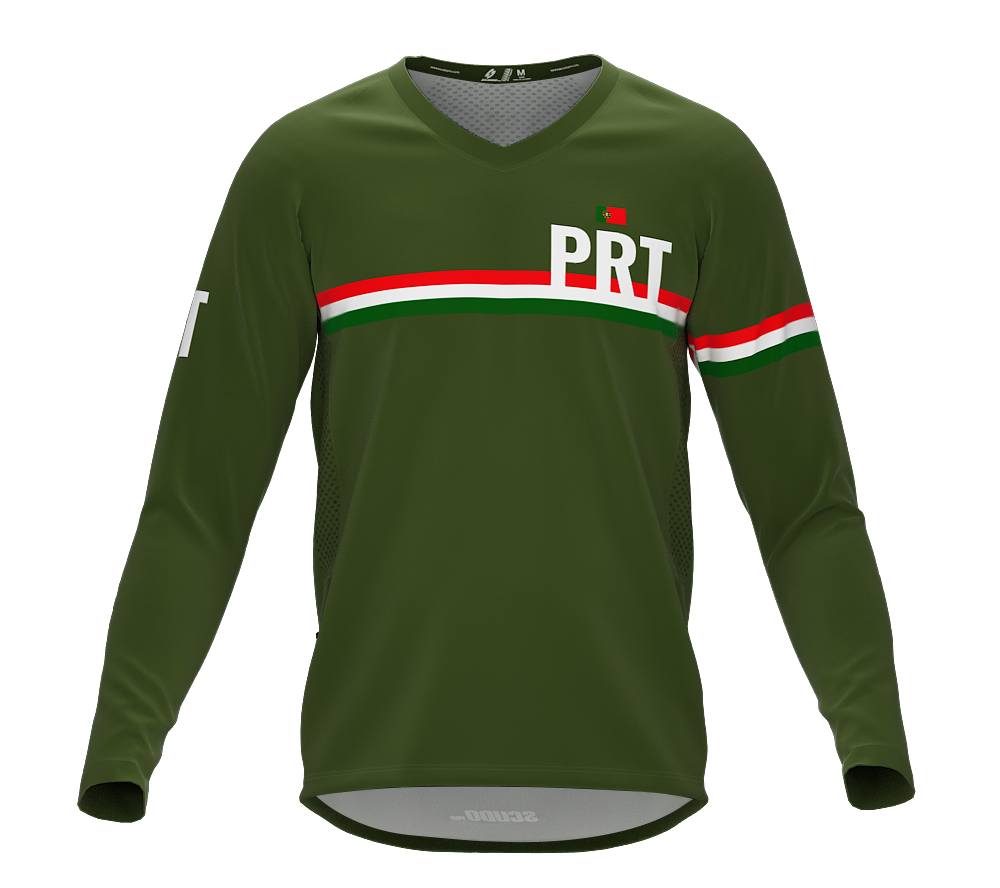 MTB BMX Cycling Jersey Long Sleeve Code Portugal Green for Men and Women
