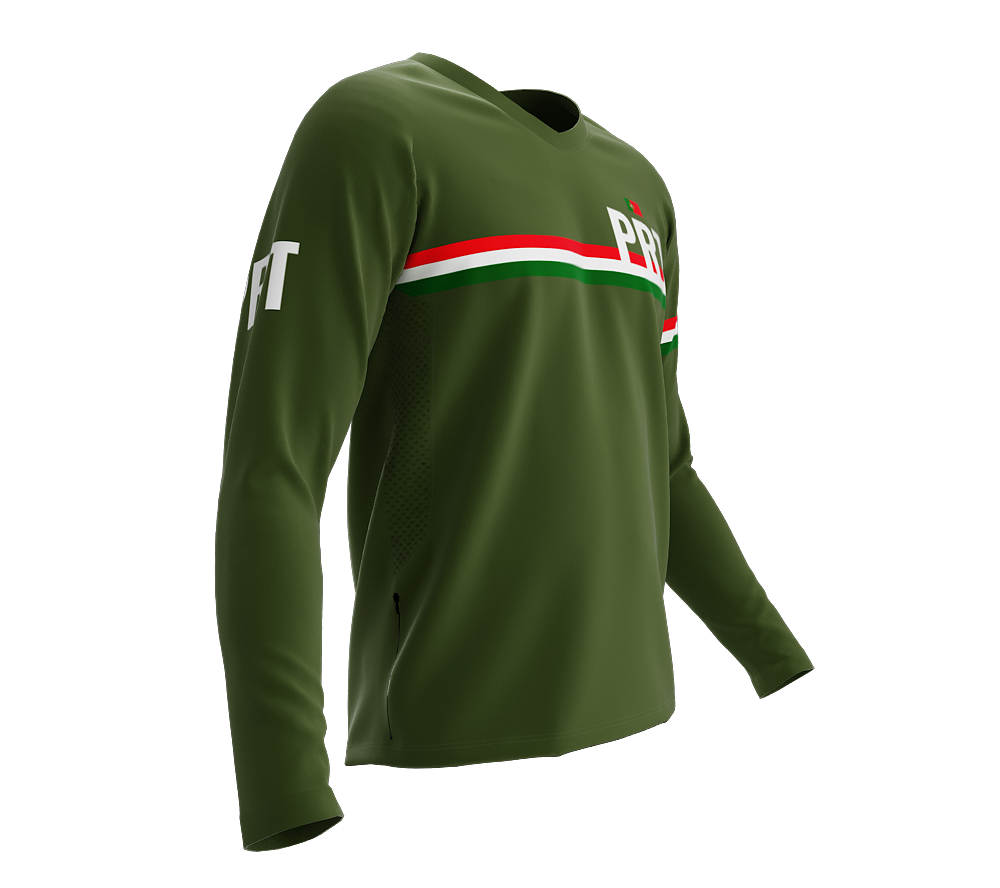 MTB BMX Cycling Jersey Long Sleeve Code Portugal Green for Men and Women
