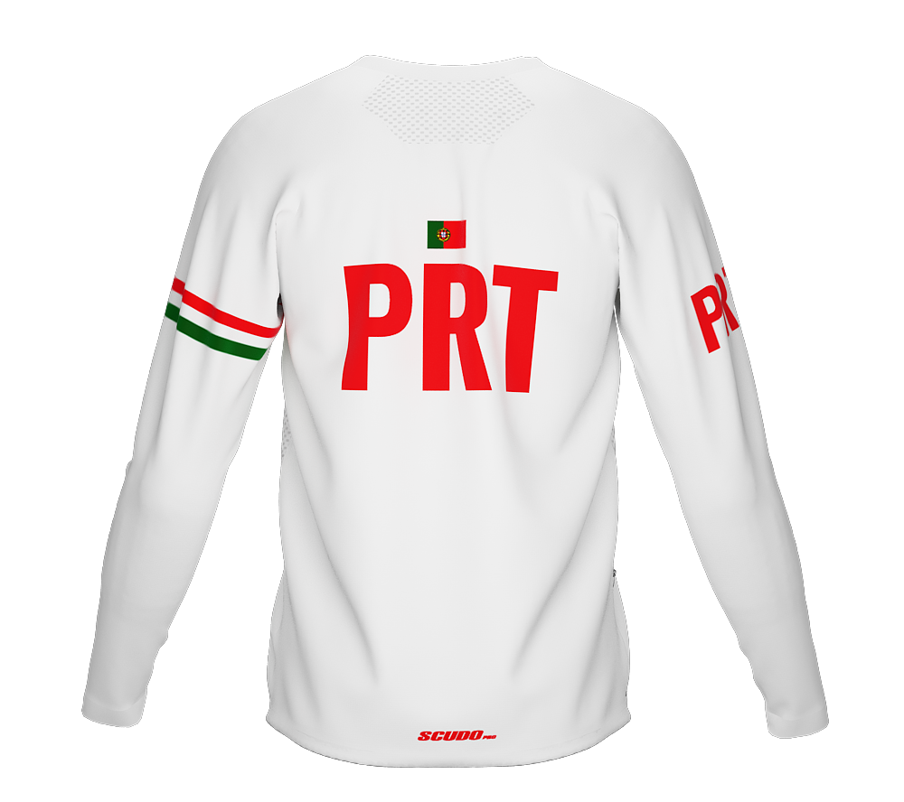 MTB BMX Cycling Jersey Long Sleeve Code Portugal White for Men and Women