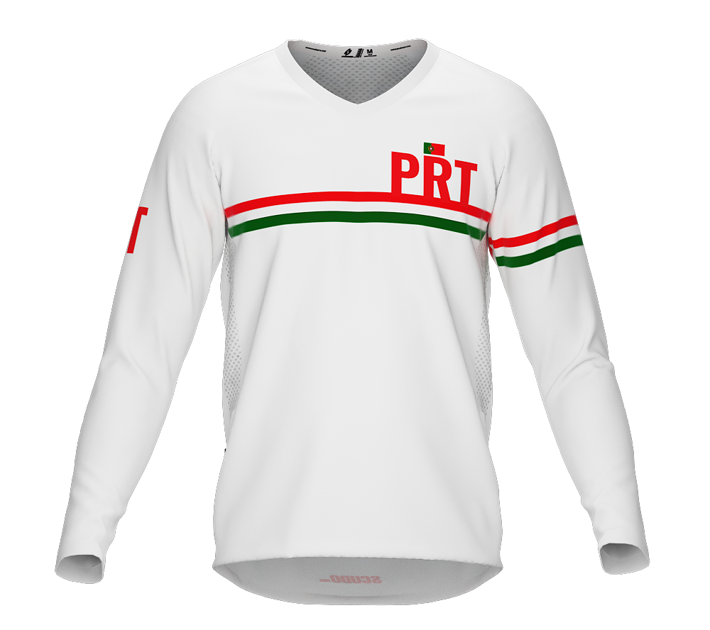 MTB BMX Cycling Jersey Long Sleeve Code Portugal White for Men and Women