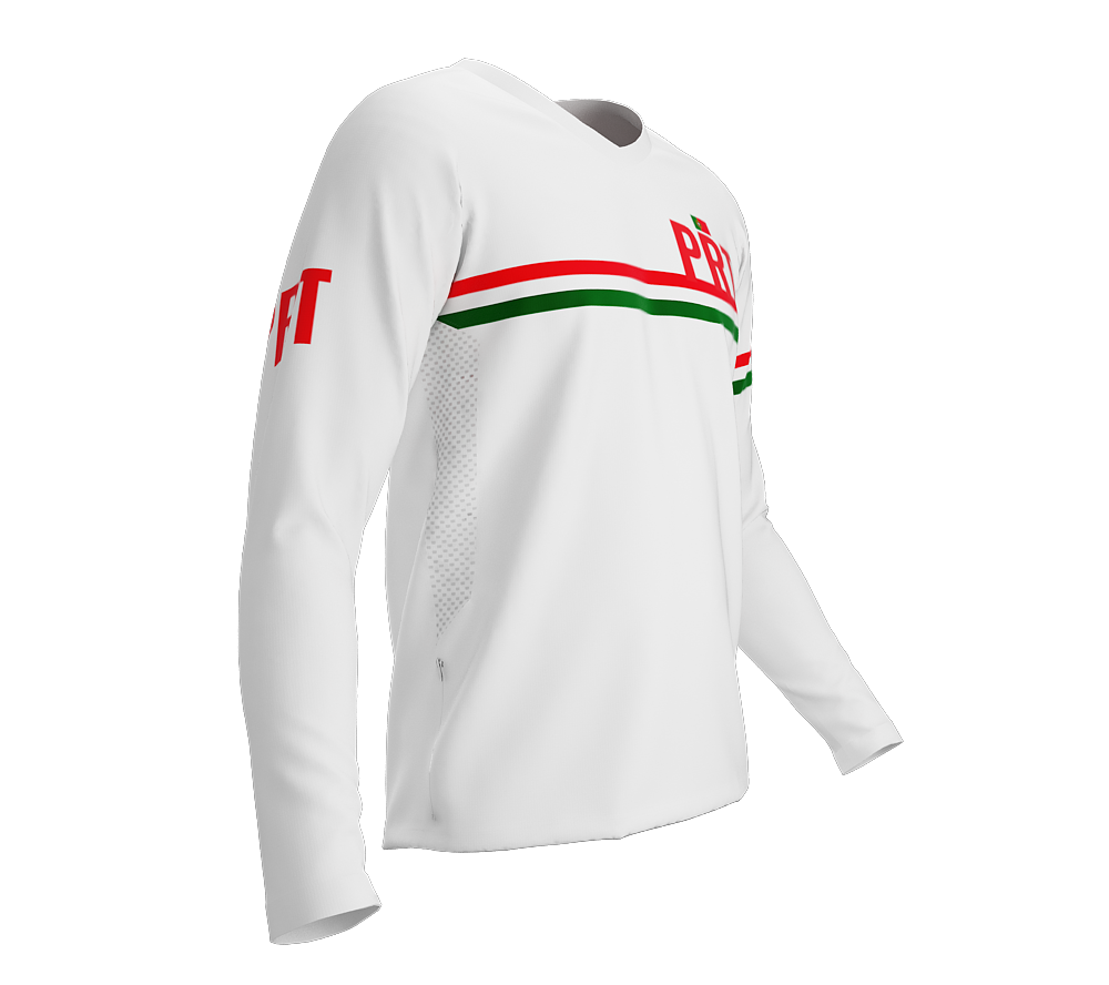 MTB BMX Cycling Jersey Long Sleeve Code Portugal White for Men and Women