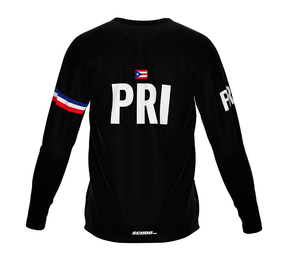 MTB BMX Cycling Jersey Long Sleeve Code Puerto Rico Black for Men and Women