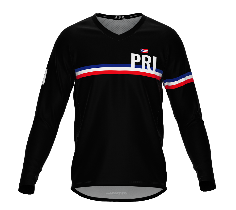 MTB BMX Cycling Jersey Long Sleeve Code Puerto Rico Black for Men and Women