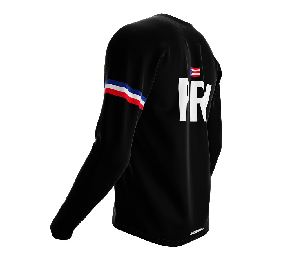 MTB BMX Cycling Jersey Long Sleeve Code Puerto Rico Black for Men and Women
