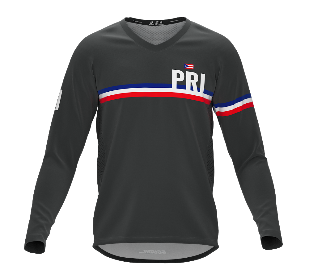 MTB BMX Cycling Jersey Long Sleeve Code Puerto Rico Gray for Men and Women