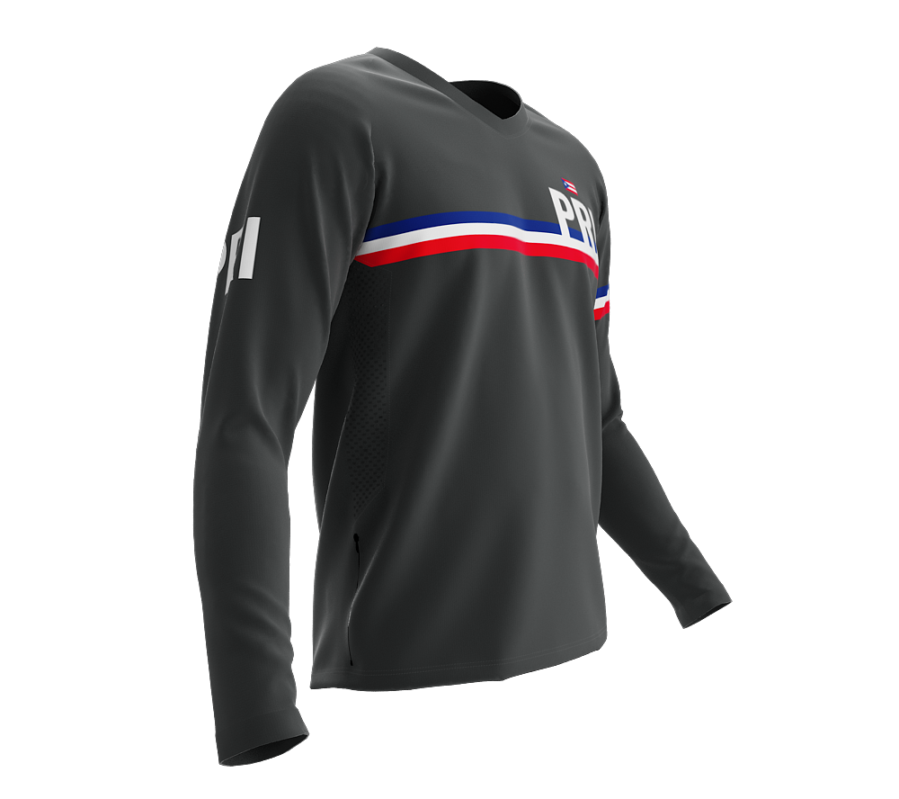 MTB BMX Cycling Jersey Long Sleeve Code Puerto Rico Gray for Men and Women