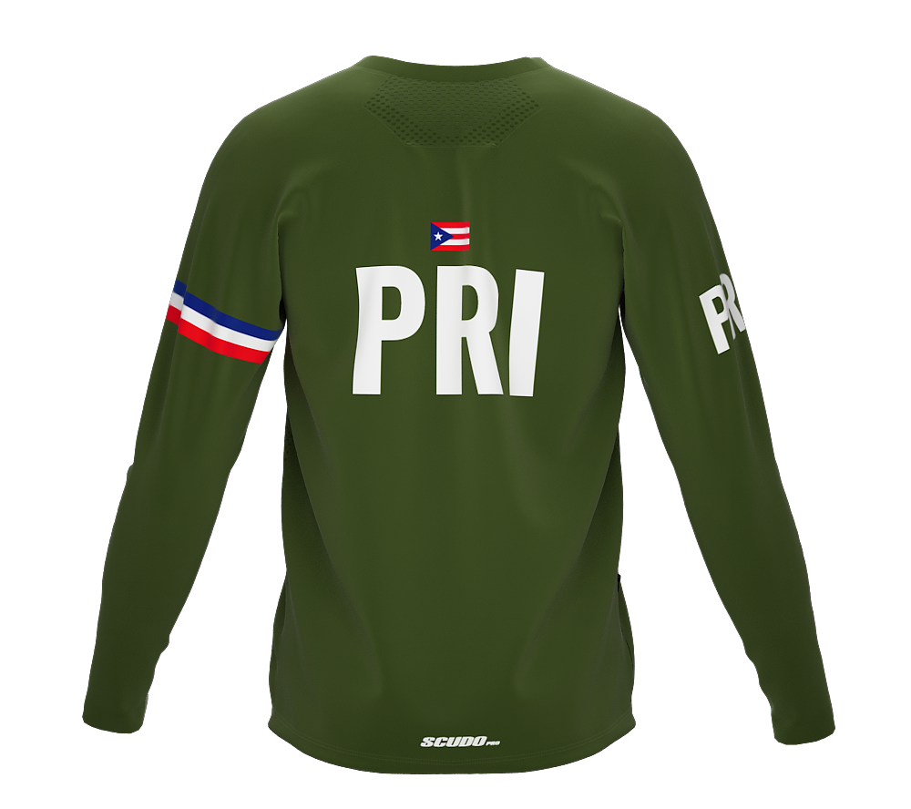 MTB BMX Cycling Jersey Long Sleeve Code Puerto Rico Green for Men and Women