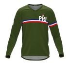 MTB BMX Cycling Jersey Long Sleeve Code Puerto Rico Green for Men and Women