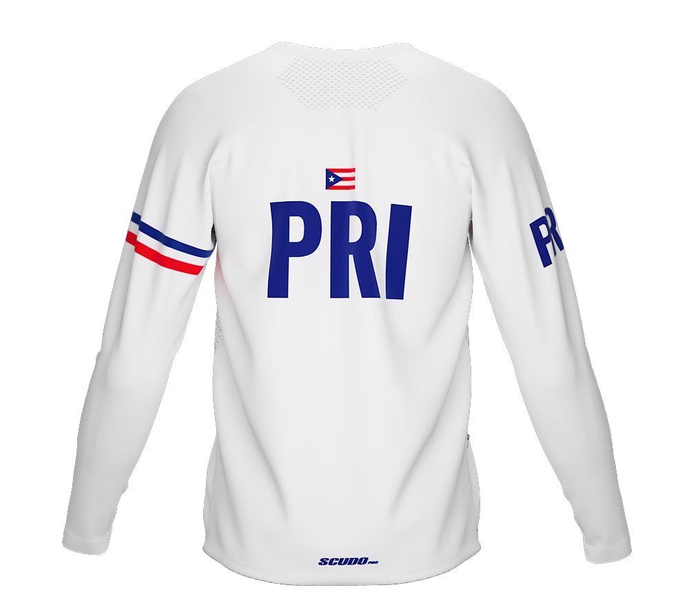 MTB BMX Cycling Jersey Long Sleeve Code Puerto Rico White for Men and Women