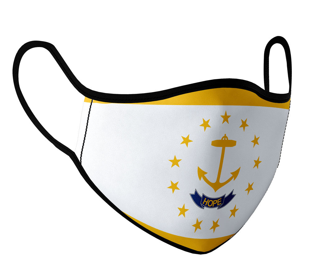 Rhode Island - Face Mask with fluid and moisture resistant fabric. Reusable and Washable