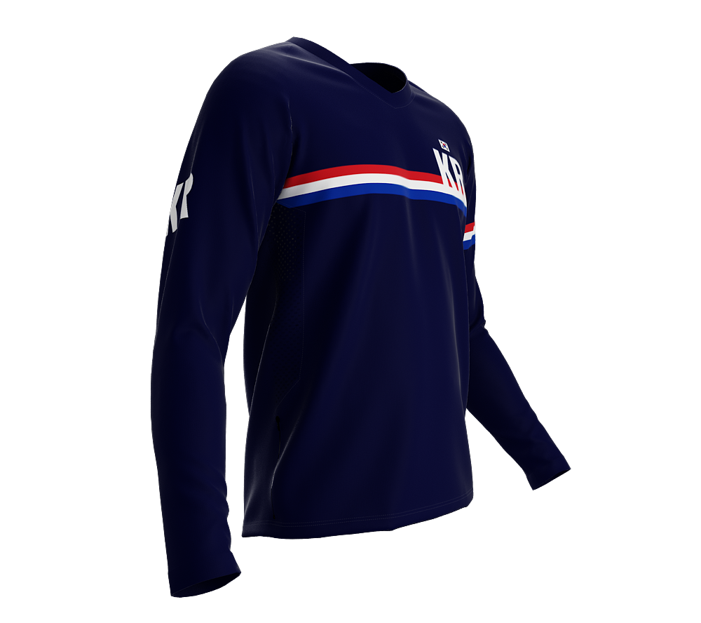 MTB BMX Cycling Jersey Long Sleeve Code South Korea White for Men and Women