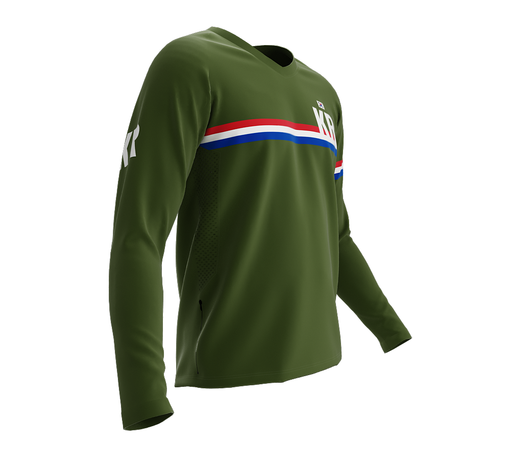 MTB BMX Cycling Jersey Long Sleeve Code South Korea Green for Men and Women