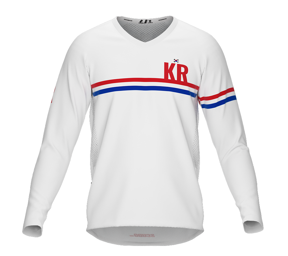 MTB BMX Cycling Jersey Long Sleeve Code South Korea White for Men and Women