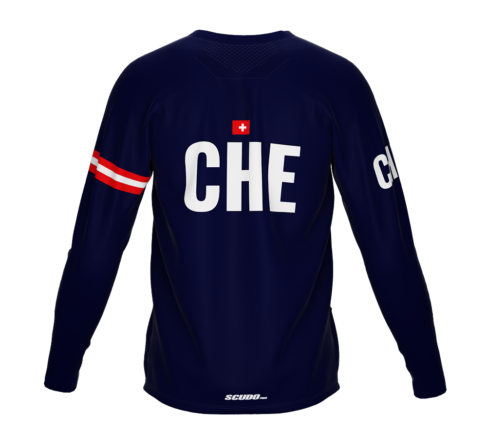 MTB BMX Cycling Jersey Long Sleeve Code Switzerland White for Men and Women