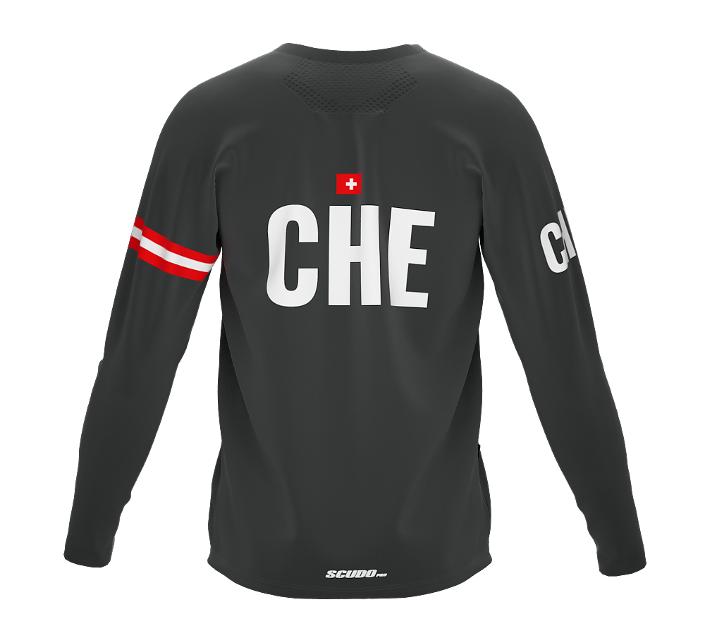 MTB BMX Cycling Jersey Long Sleeve Code Switzerland Gray for Men and Women