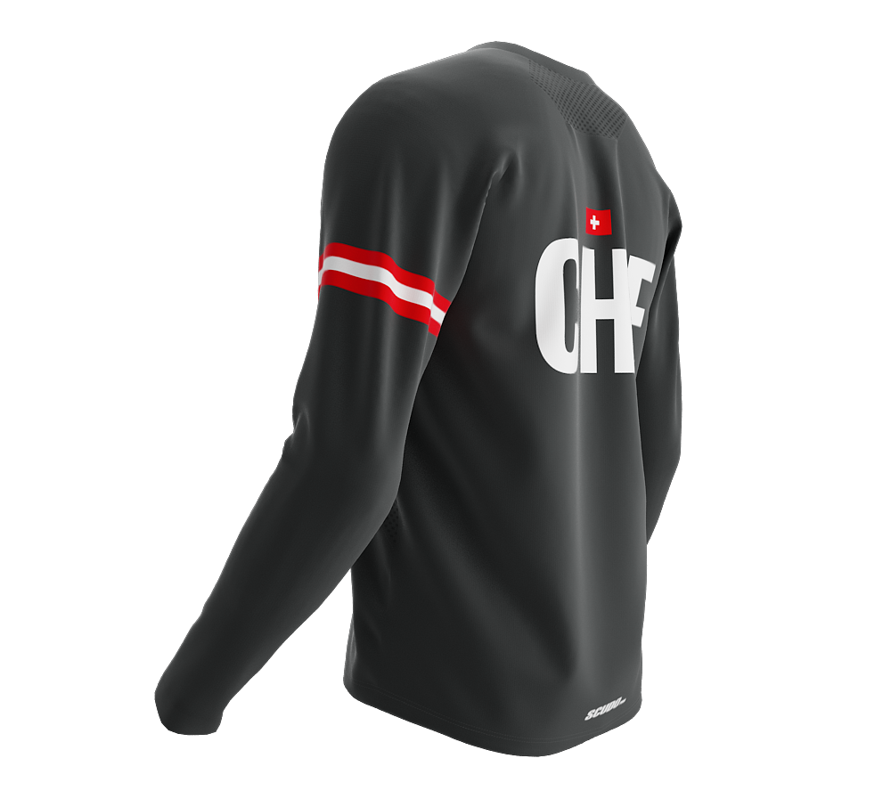 MTB BMX Cycling Jersey Long Sleeve Code Switzerland Gray for Men and Women