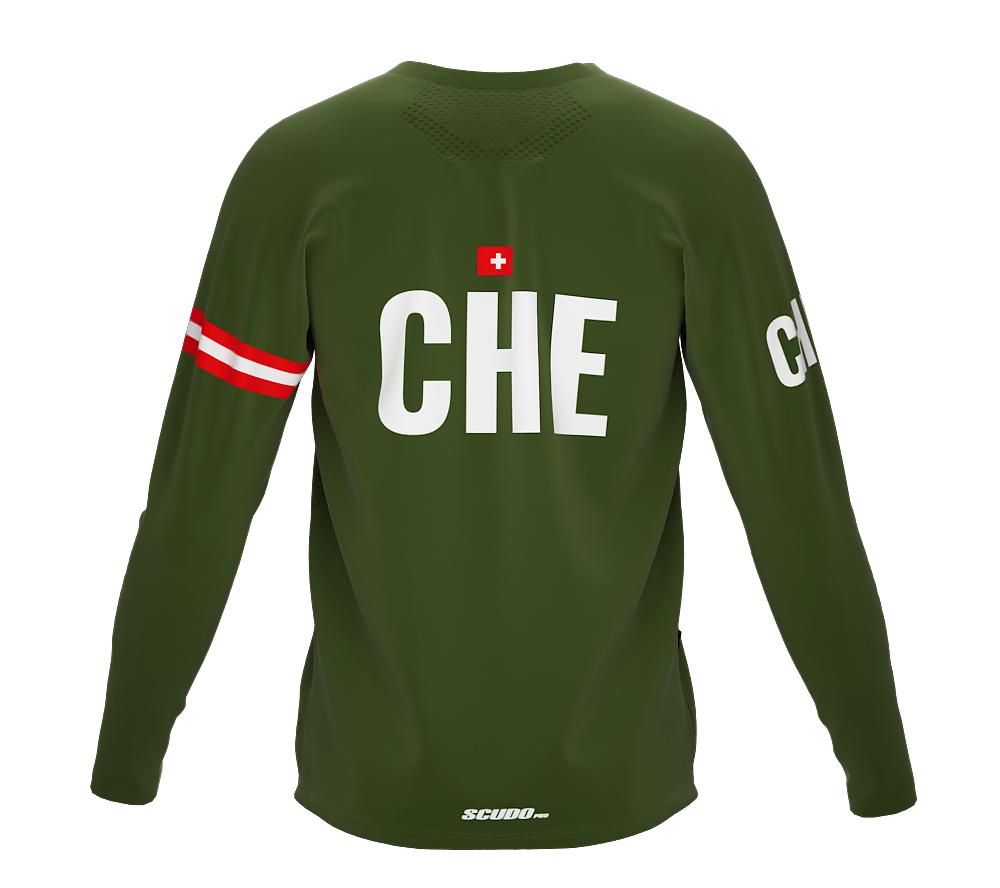 MTB BMX Cycling Jersey Long Sleeve Code Switzerland Green for Men and Women