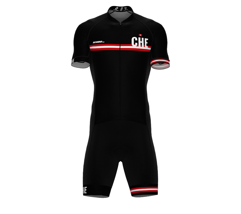 Switzerland Black Code Cycling Speedsuit for Men