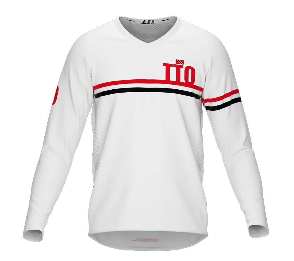 MTB BMX Cycling Jersey Long Sleeve Code Trinidad And Tobago White for Men and Women