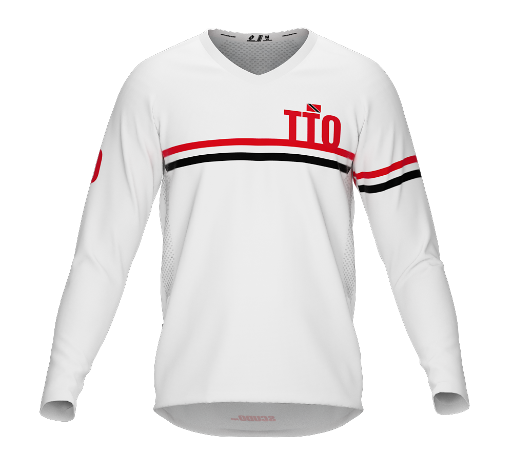 MTB BMX Cycling Jersey Long Sleeve Code Trinidad And Tobago White for Men and Women