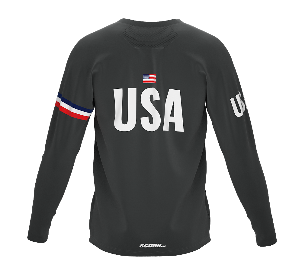 MTB BMX Cycling Jersey Long Sleeve Code United States Gray for Men and Women