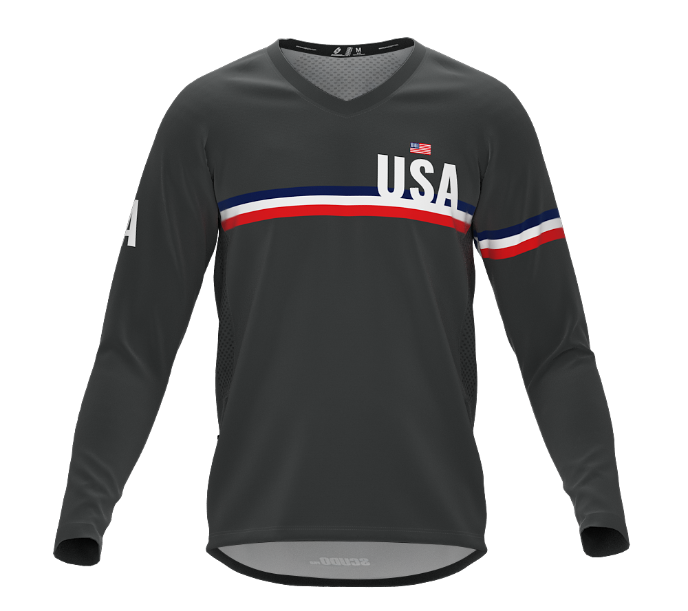 MTB BMX Cycling Jersey Long Sleeve Code United States Gray for Men and Women