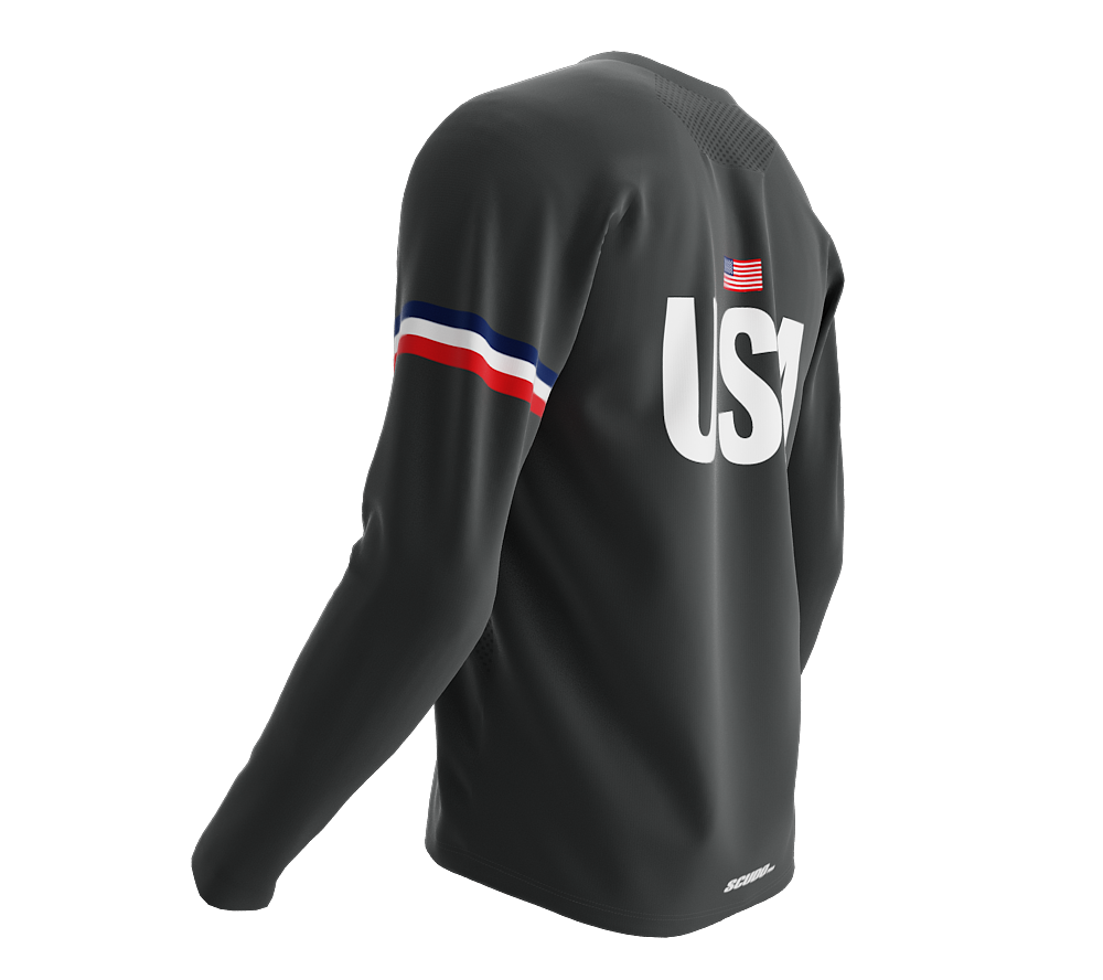MTB BMX Cycling Jersey Long Sleeve Code United States Gray for Men and Women