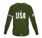 MTB BMX Cycling Jersey Long Sleeve Code United States Green for Men and Women