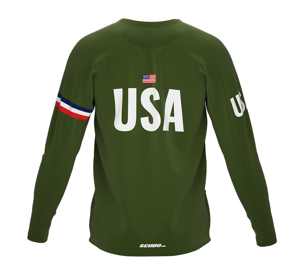MTB BMX Cycling Jersey Long Sleeve Code United States Green for Men and Women