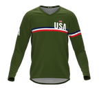 MTB BMX Cycling Jersey Long Sleeve Code United States Green for Men and Women