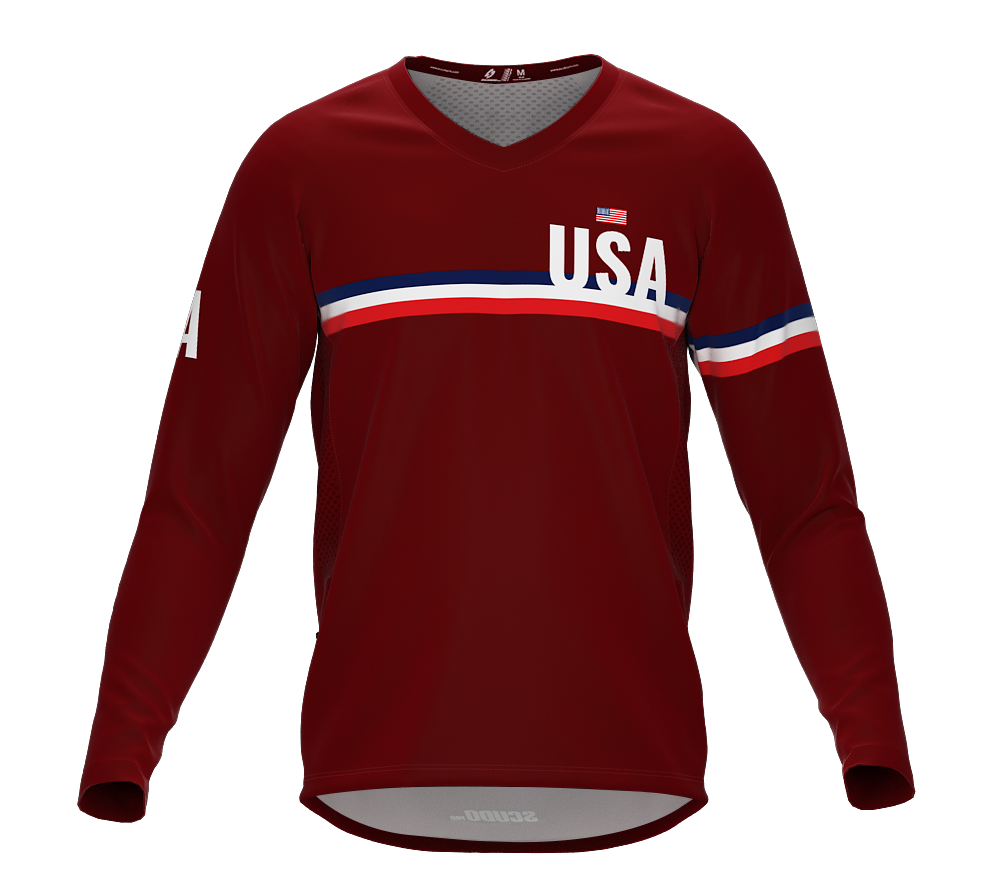 MTB BMX Cycling Jersey Long Sleeve Code United States Vine for Men and Women
