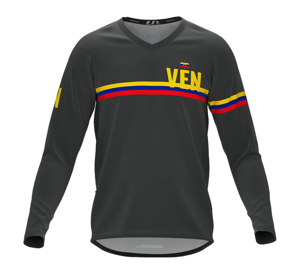 MTB BMX Cycling Jersey Long Sleeve Code Venezuela Gray for Men and Women