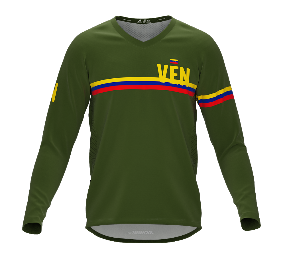 MTB BMX Cycling Jersey Long Sleeve Code Venezuela Green for Men and Women