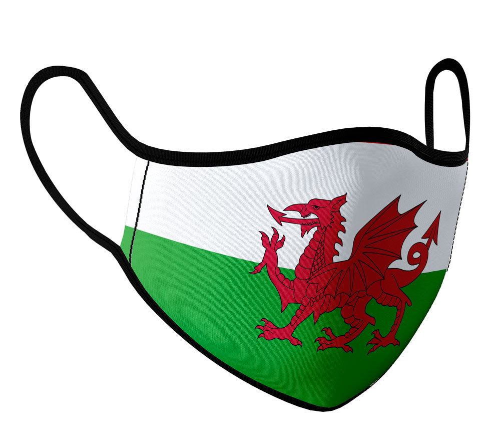 Wales - Face Mask with fluid and moisture resistant fabric. Reusable and Washable