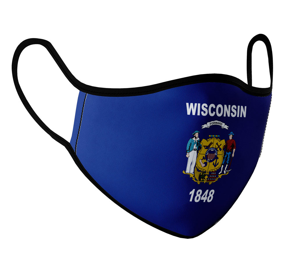 Wisconsin - Face Mask with fluid and moisture resistant fabric. Reusable and Washable