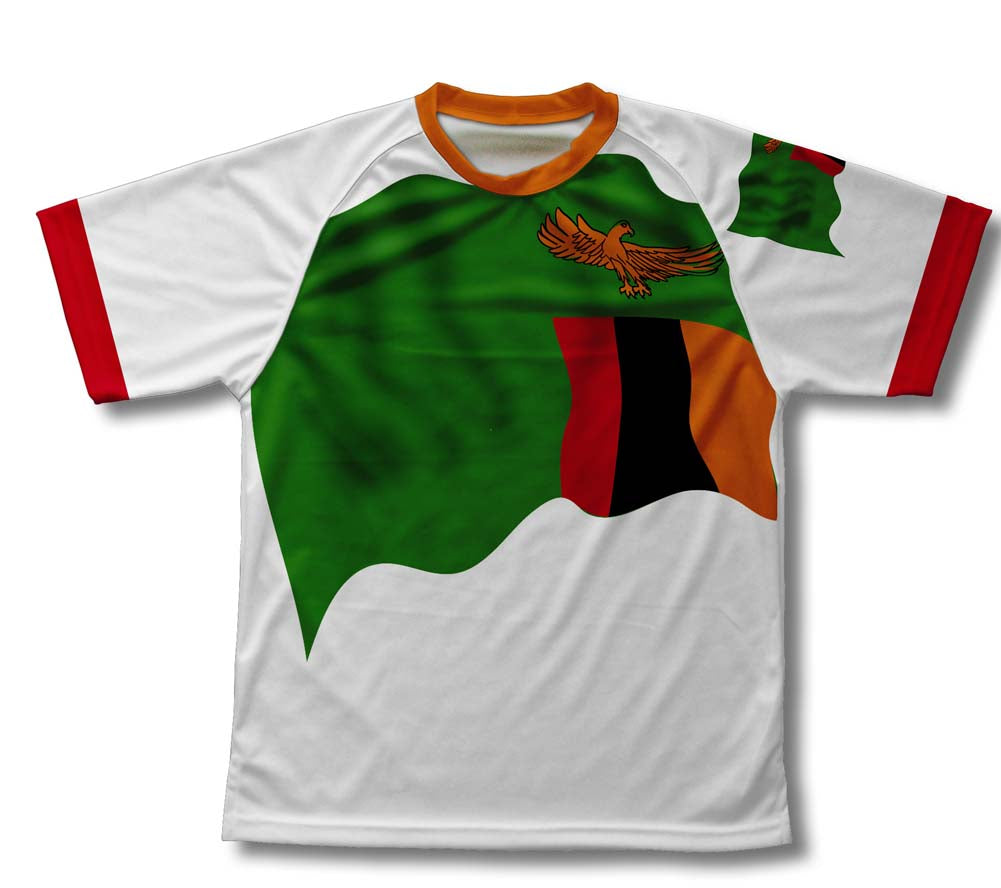 Zambia Flag Technical T-Shirt for Men and Women