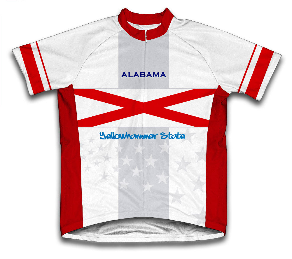 Alabama Flag Short Sleeve Cycling Jersey for Men and Women